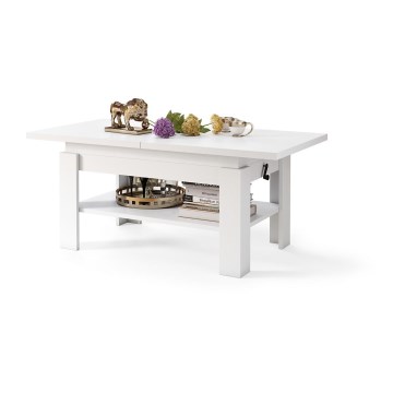 Folding coffee table with lifting top ROY white