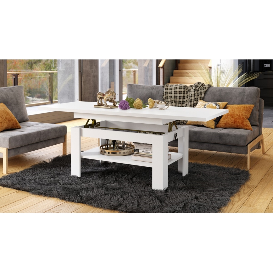Folding coffee table with lifting top ROY white