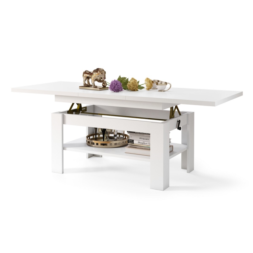 Folding coffee table with lifting top ROY white