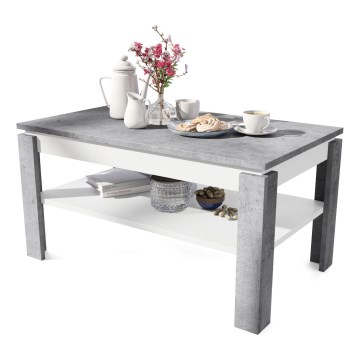 Folding coffee table with lifting top with shelf ADEN grey/white