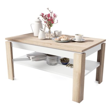 Folding coffee table with lifting top with shelf ADEN oak sonoma/white