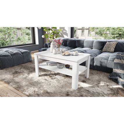 Folding coffee table with lifting top with shelf ADEN white