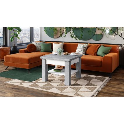 Folding coffee table with lifting top with shelf CALEB grey/white