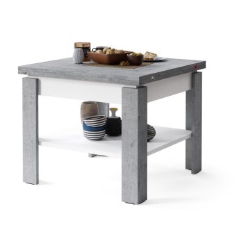Folding coffee table with shelf LIA grey/white