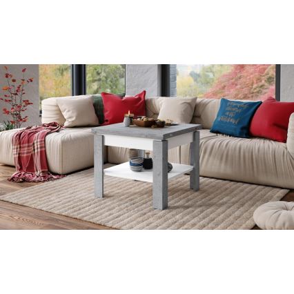 Folding coffee table with shelf LIA grey/white