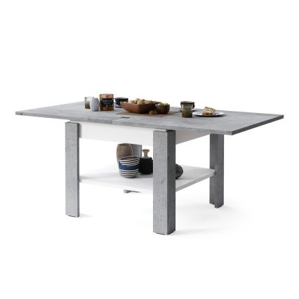 Folding coffee table with shelf LIA grey/white
