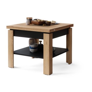 Folding coffee table with shelf LIA oak/black