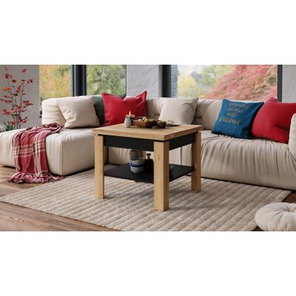 Folding coffee table with shelf LIA oak/black