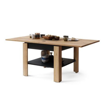 Folding coffee table with shelf LIA oak/black
