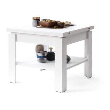 Folding coffee table with shelf LIA white