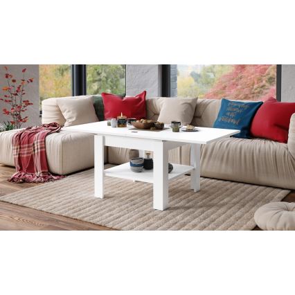 Folding coffee table with shelf LIA white
