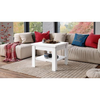 Folding coffee table with shelf LIA white