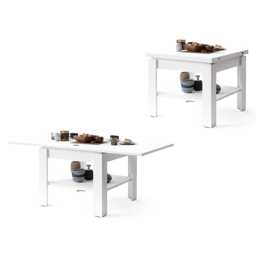 Folding coffee table with shelf LIA white