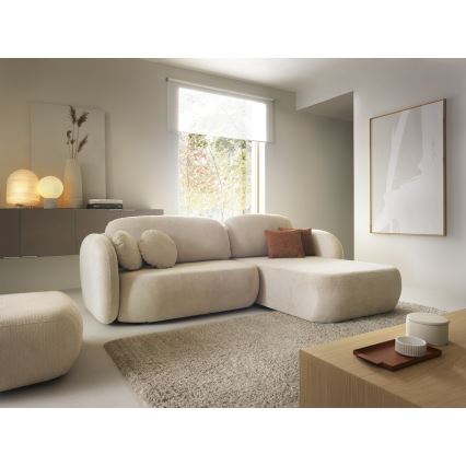 Folding corner lounge suite with a storage space OLBIA right beige