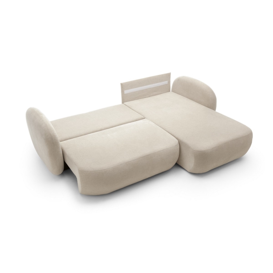 Folding corner lounge suite with a storage space OLBIA right beige