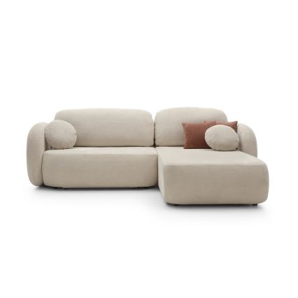 Folding corner lounge suite with a storage space OLBIA right beige