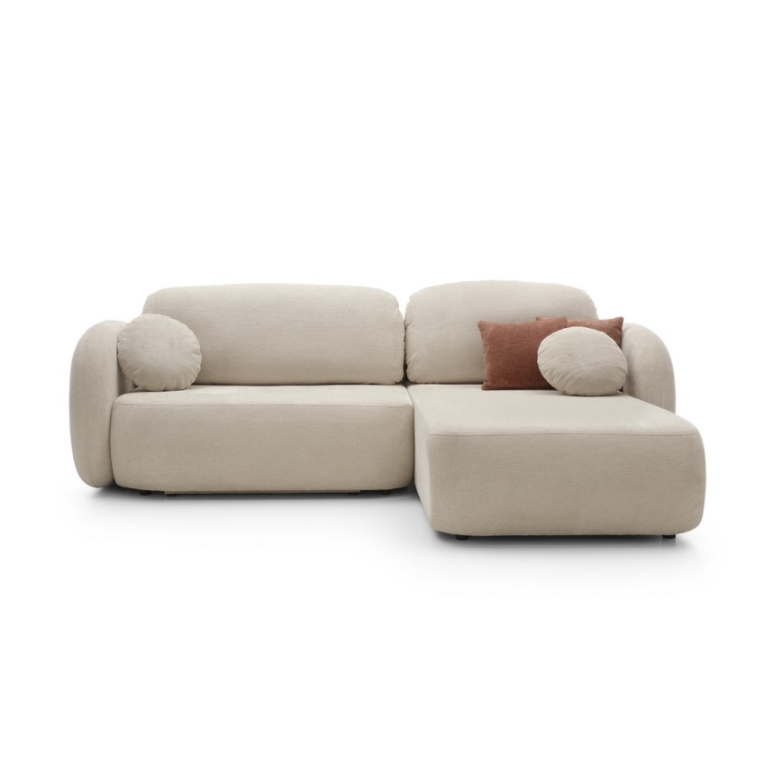 Folding corner lounge suite with a storage space OLBIA right beige