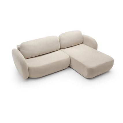 Folding corner lounge suite with a storage space OLBIA right beige