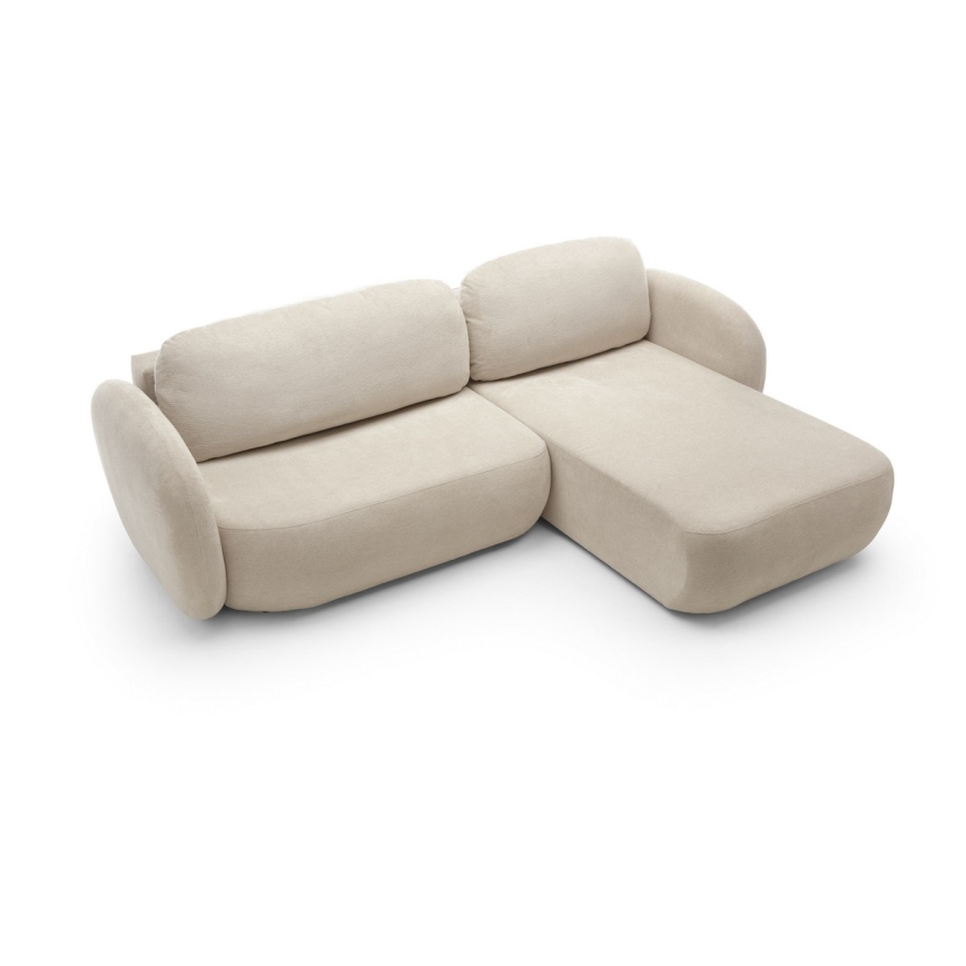 Folding corner lounge suite with a storage space OLBIA right beige