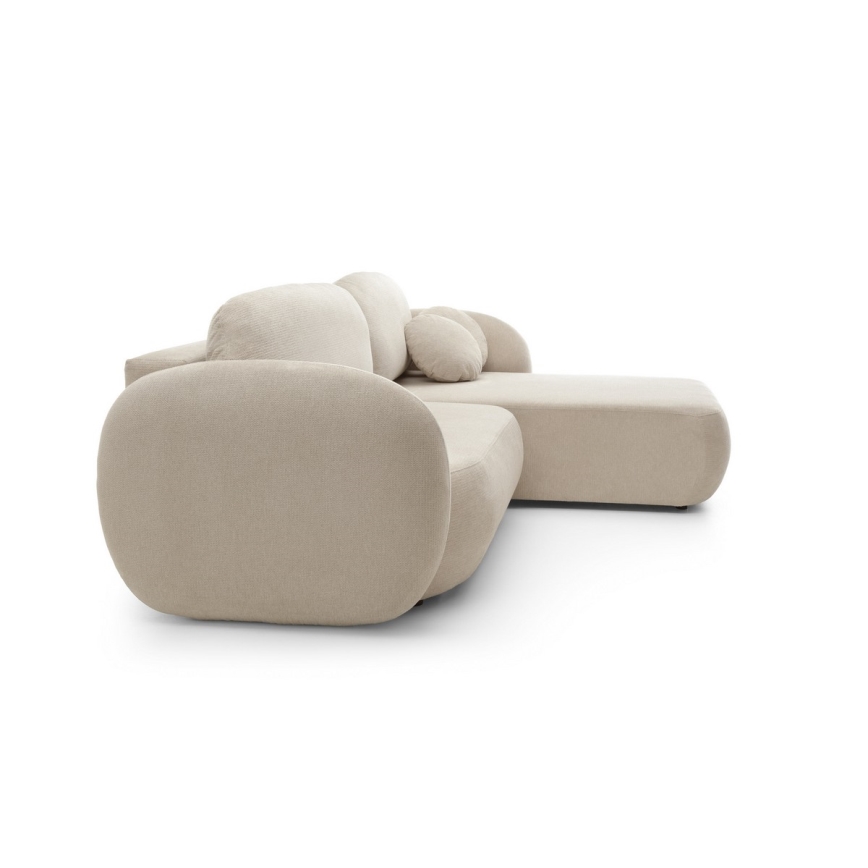 Folding corner lounge suite with a storage space OLBIA right beige