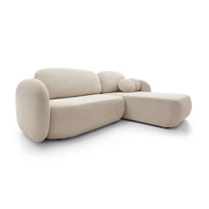 Folding corner lounge suite with a storage space OLBIA right beige
