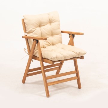 Folding garden chair with a pillow beige/hornbeam