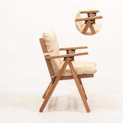 Folding garden chair with a pillow beige/hornbeam