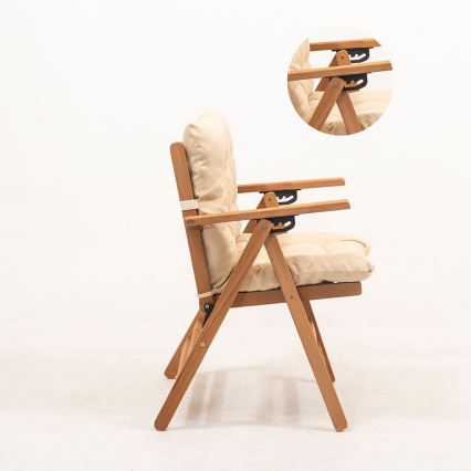 Folding garden chair with a pillow beige/hornbeam