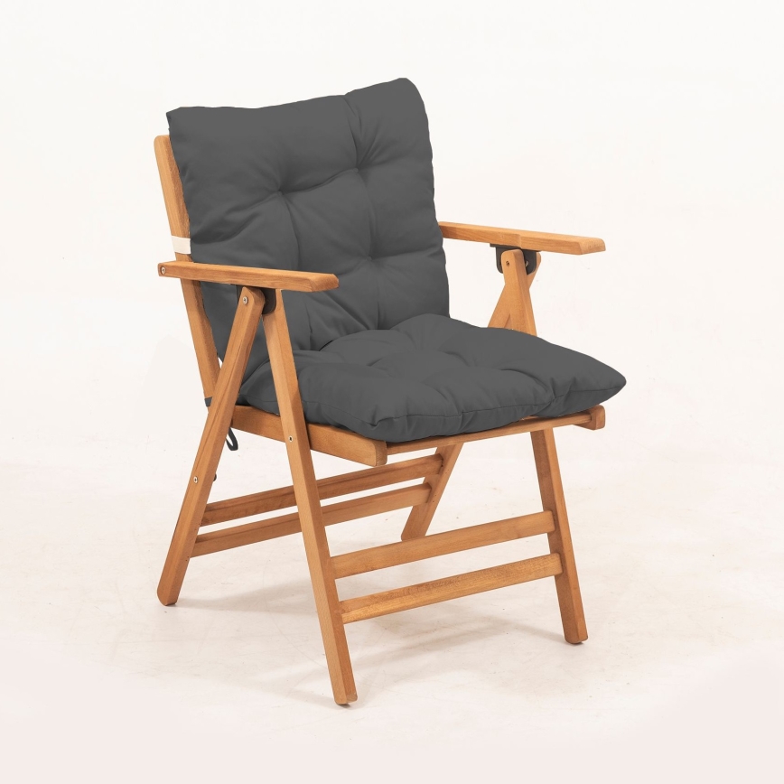 Folding garden chair with a pillow grey/hornbeam