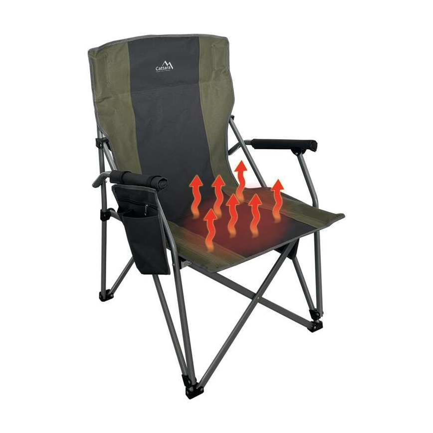 Folding heated camping chair 11/5V green/gray