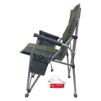 Folding heated camping chair 11/5V green/gray