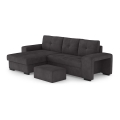 Folding sofa with storage space and stool PALERMO black left