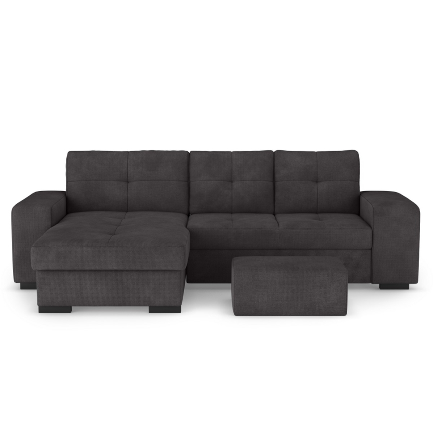 Folding sofa with storage space and stool PALERMO black left