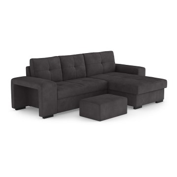 Folding sofa with storage space and stool PALERMO black right