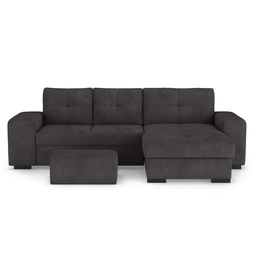 Folding sofa with storage space and stool PALERMO black right
