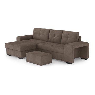 Folding sofa with storage space and stool PALERMO brown left