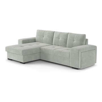 Folding sofa with storage space and stool PALERMO light grey left