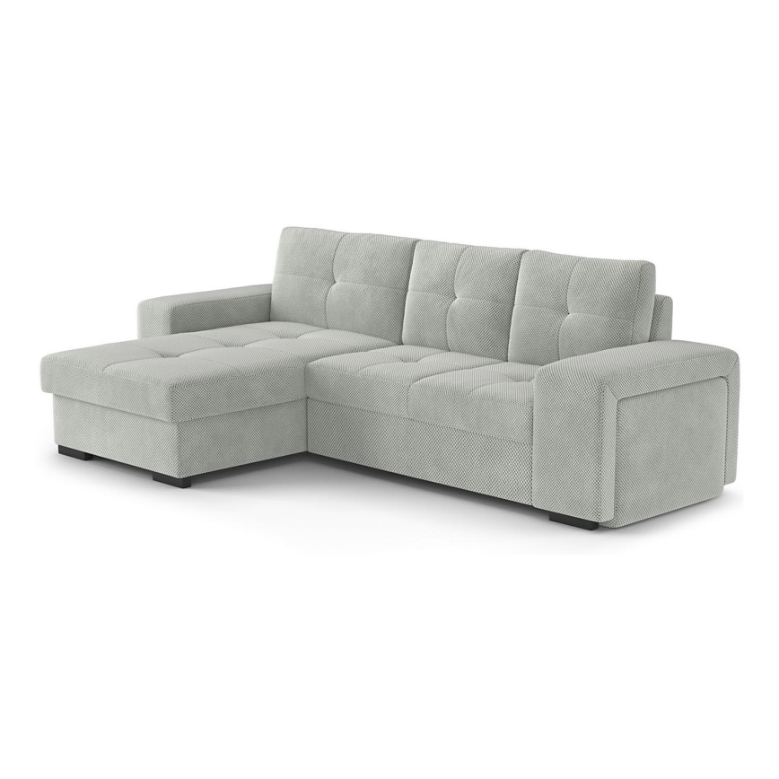 Folding sofa with storage space and stool PALERMO light grey left