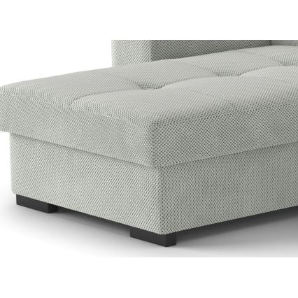 Folding sofa with storage space and stool PALERMO light grey left