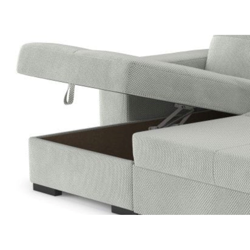 Folding sofa with storage space and stool PALERMO light grey left