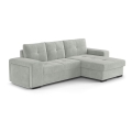 Folding sofa with storage space and stool PALERMO light grey right
