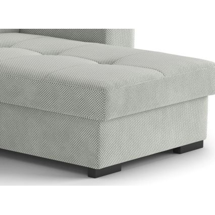 Folding sofa with storage space and stool PALERMO light grey right