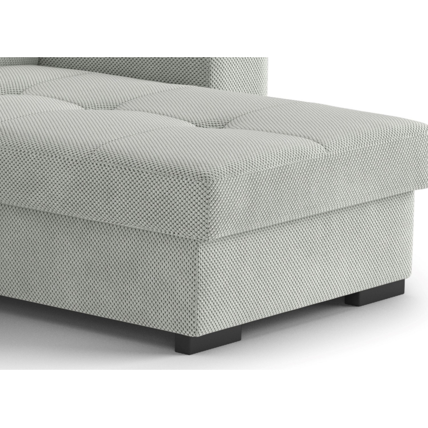Folding sofa with storage space and stool PALERMO light grey right
