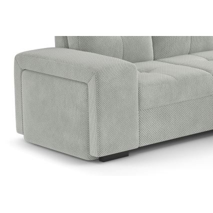 Folding sofa with storage space and stool PALERMO light grey right