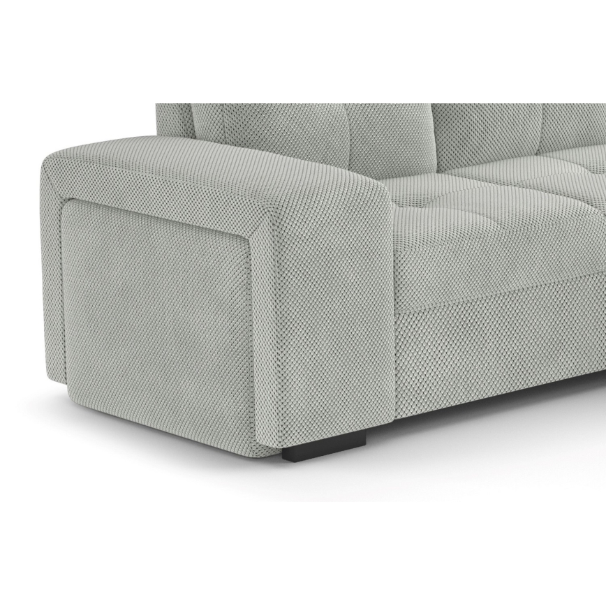 Folding sofa with storage space and stool PALERMO light grey right