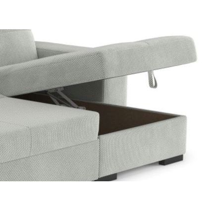 Folding sofa with storage space and stool PALERMO light grey right
