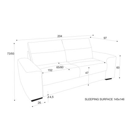 Folding three-seater sofa COMO green