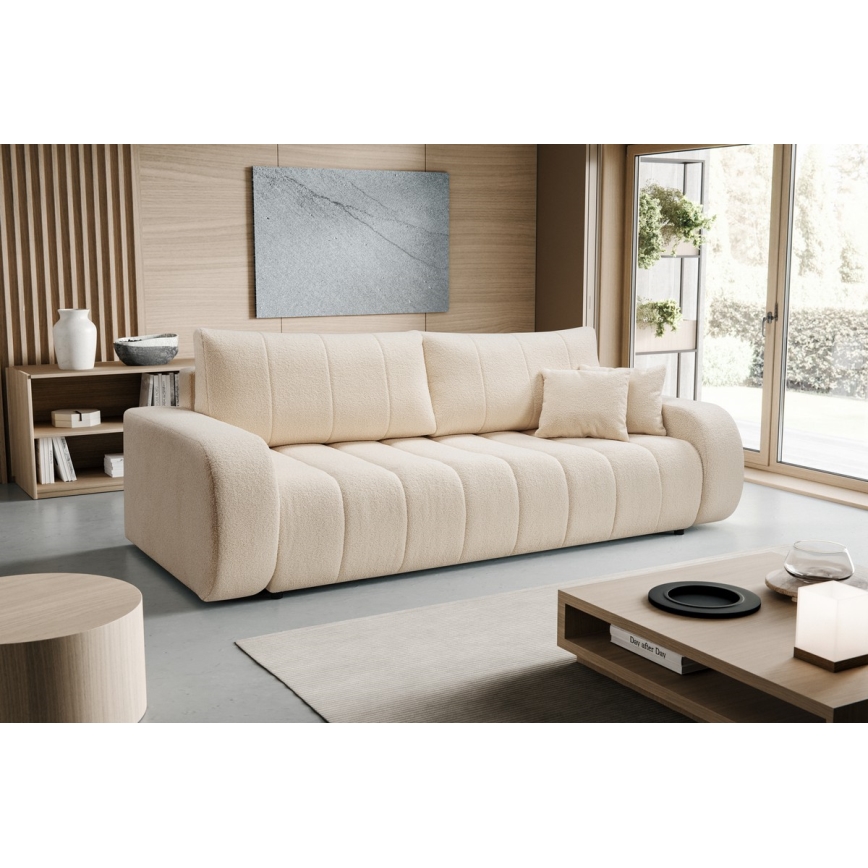 Folding three-seater sofa DESIO beige