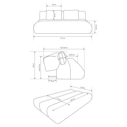 Folding three-seater sofa FANO creamy