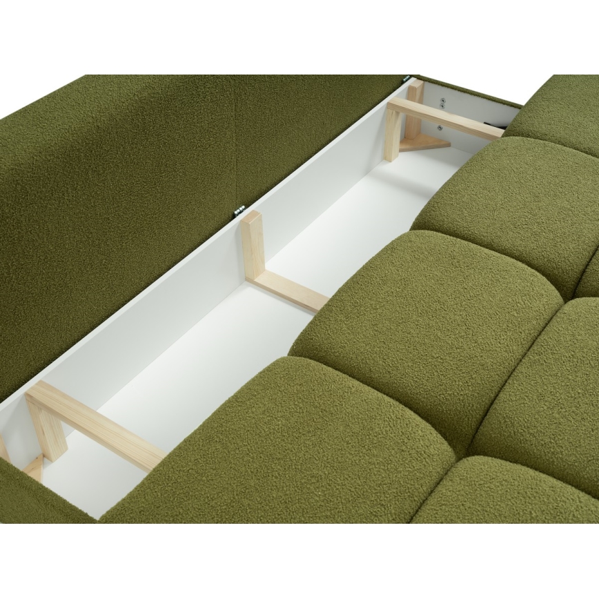 Folding three-seater sofa with a storage space NUORO green